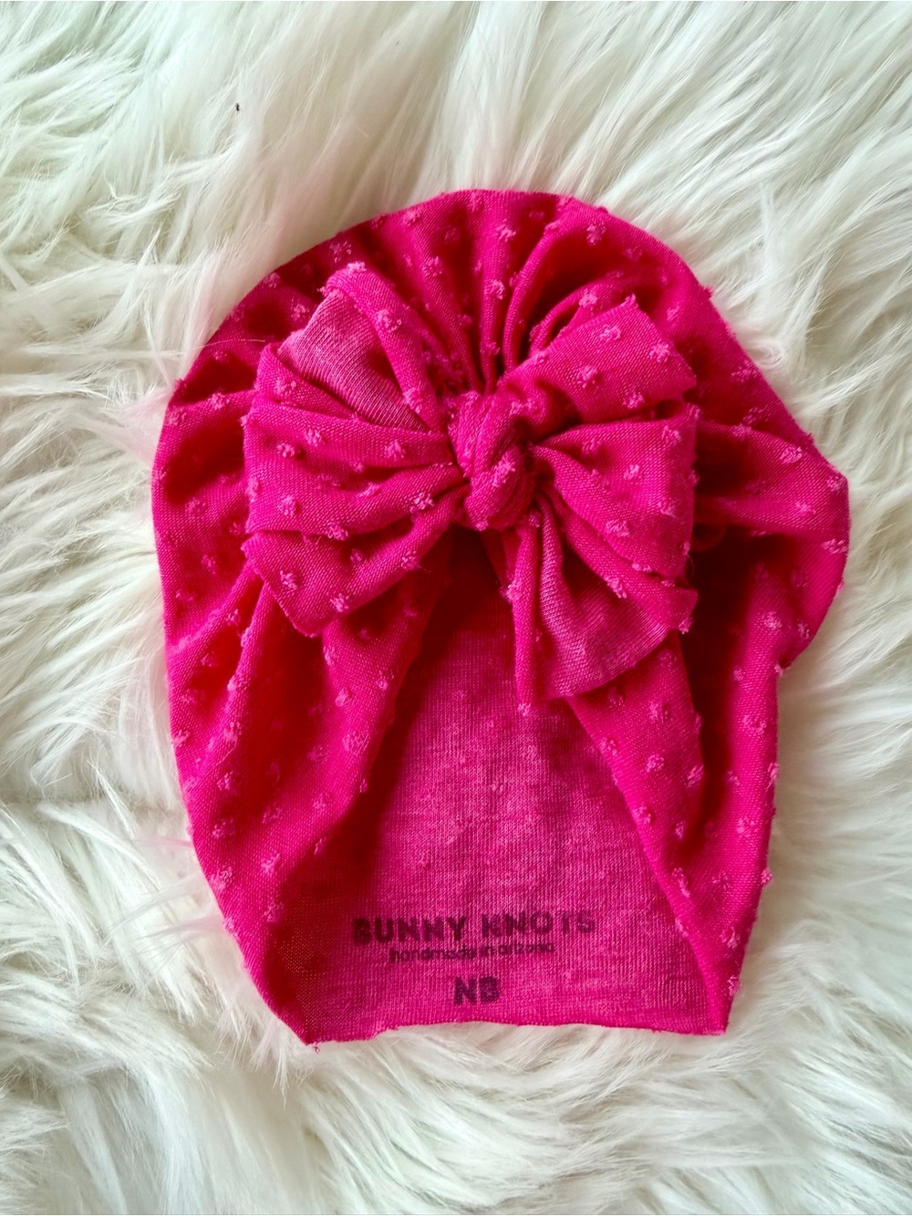 Bunny Knots Fuchsia Pink Swiss Dot Headwrap with Knotted Bow